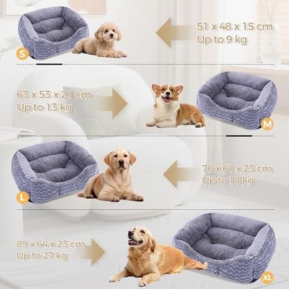 Plush Dog Bed Large, Dark Grey, Machine Washable, Dog Beds Sofa with Pillow Support, 30x24Inch, Corn Kernel Design, Non-Slip Bottom, Thick PP Cotton Padding