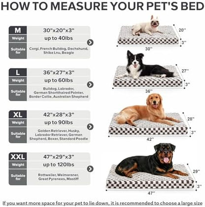 JOEJOY Dog Bed for Large Dogs, XLarge Orthopedic Dog Bed with Removable Washable Cover, Cute Modern Plush & Memory Egg Crate Foam Dog Bed, 42 x 28 inch, Cofffee