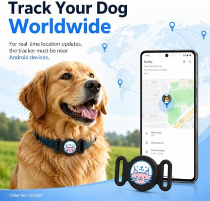 GPS Collar for Dogs, Pet Tracker for Dogs (Android Only), Waterproof Smart Tag Compatible with Google Find My, No Monthly Fee, Dog GPS Tracker Collar for Small Large Dogs (Android Tracker for Dog)