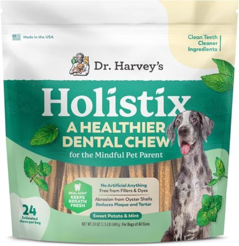 Dr. Harvey's Holistix Dental Chews for Dogs for Fresh Breath (24 Sticks)