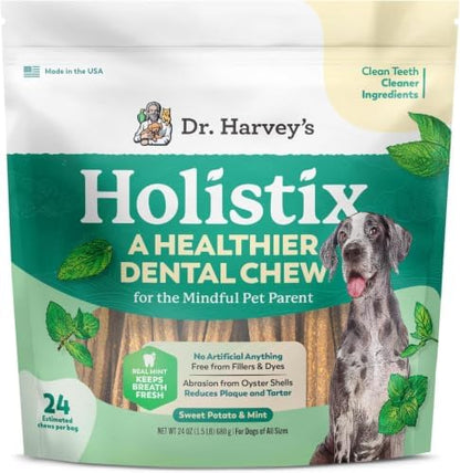 Dr. Harvey's Holistix Dental Chews for Dogs for Fresh Breath (24 Sticks)