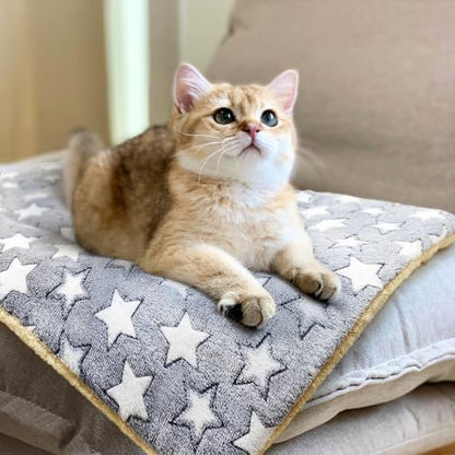 2 Pack Cat Blanket for Indoor Cats, Ultra Soft & Warm Calming Bed