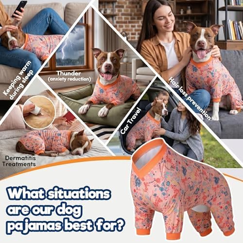 LovinPet Large Dog Pajamas, Shimmering Blooms Blush Print, Red, XL