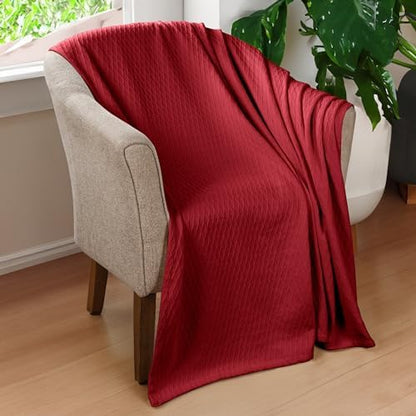 Superior Cotton Blanket, Lightweight, Breathable Bedding, Throw, Burgundy