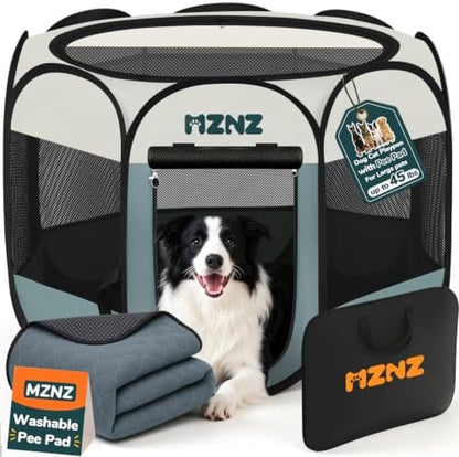 Dog Cat Small Animal Puppy Playpen Crate with Pee Pad, Large, Grey