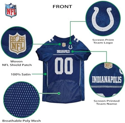 Pets First NFL Indianapolis Colts Dog Jersey, Size X-Large, Football Shirt Costume for Pet, Dog Sports T-Shirt, NFL Team Clothing for Cats, Licensed Pet Apparel Available in 7 Sizes and 32 Teams