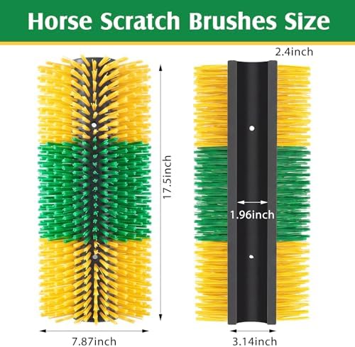 3 Pack Livestock Scratching Brush, Green and Yellow