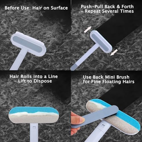 Pet Hair Remover for Furniture, 17.3Inch, Reusable Lint Brush for Dog and Cat Hair - Multifunctional Fur Removal Tool, Gentle on Couches, Carpets, Car Seat, Clothes, Bedding (Pack of 2)