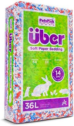 PETSPICK Uber Soft Paper Pet Bedding for Small Animals, Red White & Blue Confetti, 36L