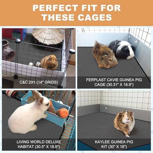 2 Pack Guinea Pig Cage Liners, Washable Guinea Pig Pee Pads Waterproof Reusable & Anti Slip Guinea Pig Bedding Fast and Super Absorbent Pee Pad Tarp Bottom for Small Animals (Dark Grey 24" X 47")