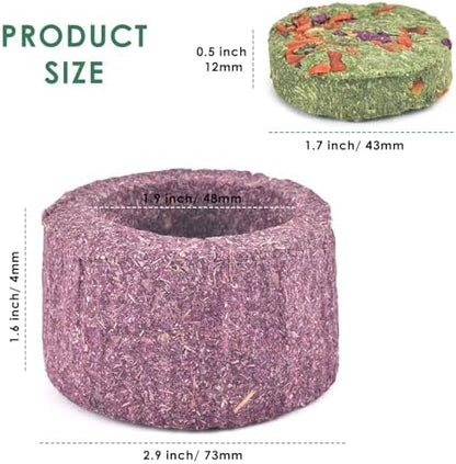 ERKOON 100% Edible Premium Timothy Hay Chew A Bowl for Rabbits, Chinchilla Treats, Chew Toys for Teeth Guinea Pigs and Mice (Purple)