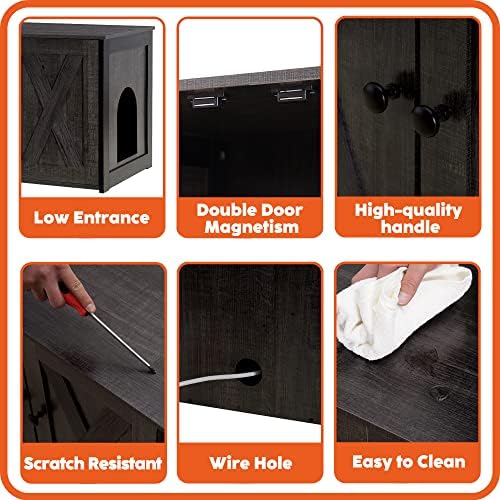 DWANTON Cat Litter Box Enclosure, Hidden Litter Box Furniture, 27.6 Inches