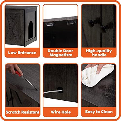DWANTON Cat Litter Box Enclosure, Hidden Litter Box Furniture, 27.6 Inches