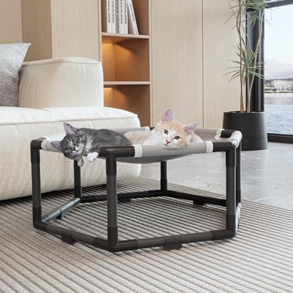 Tresbro Elevated Cat Hammock Bed, Hexagon Raised Cat Swing Bed Chair Cot