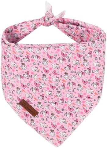 Halloween Dog Collar-Pink Ghost Dog Bandana- Cute Ghost Dog Bandanas Adjustable Dogs Collar for Small Medium Large Dogs