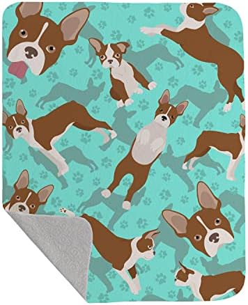 Caroline's Treasures MLM1045LQB Red Boston Terrier Quilted Blanket 50x60 Artwork Pattern Quilted Throw Blanket for Bed, Couch, Sofa, Soft and Lightweight