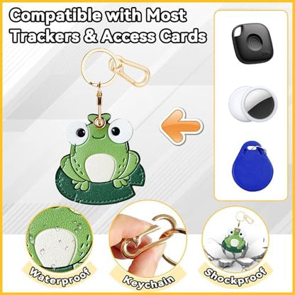 Leather Keychain Holder Case for AirTag, Cute Protective Cover for Apple Airtag KeyChain, GPS Tracker Item Finder