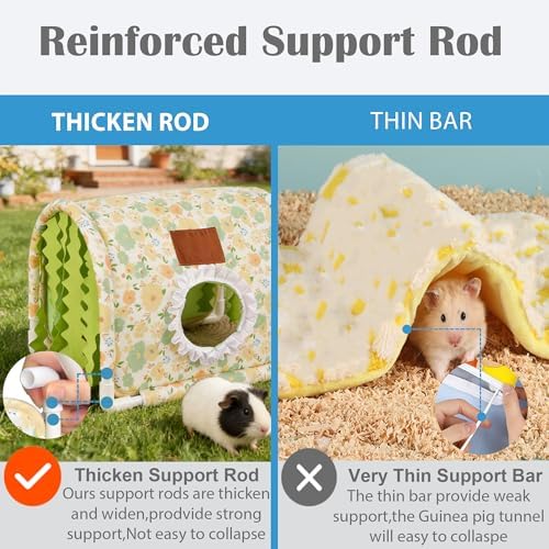 Guinea Pig Hideout Tunnel - Stable Washable Small Animal Tunnel Hide with Curtains,Guinea Pig Accessories for Hamster/Chinchilla/Dwarf Rabbit/Ferret (Light Green, Large)