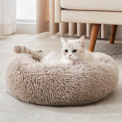 Western Home Calming Donut Cat Bed Small Dog Bed Washable,20" Brown