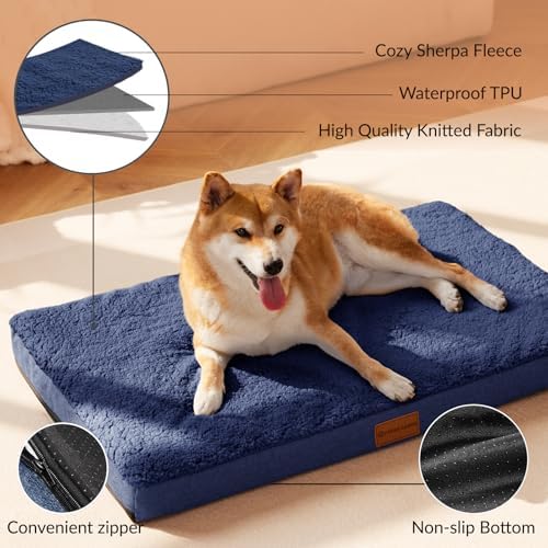 Patas Lague Orthopedic Large Dog Bed Pet Sofa Mat 56''X40'' Navy Blue