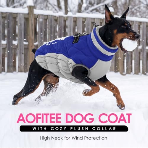 AOFITEE Dog Jacket for Large Dogs Warm Dog Winter Coats with Harness