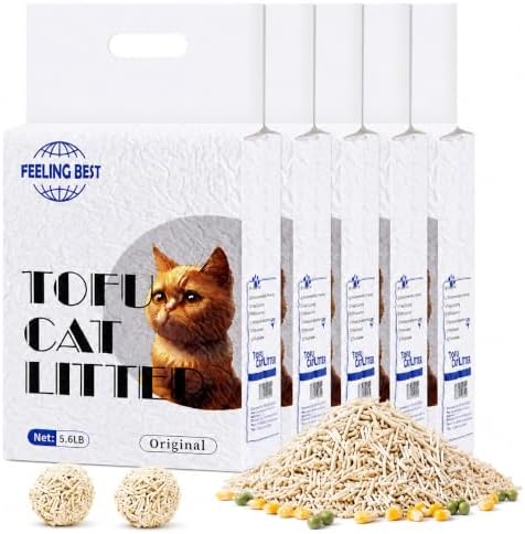 Tofu Cat Litter, Plant-Based Flushable Fast Clumping 22.4 lb, 4 Bags