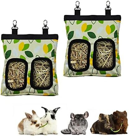RIOUSSI Guinea Pig Hay Feeder, Hanging Rabbit Hay Feeder Bag. Greenleaf,2Ct