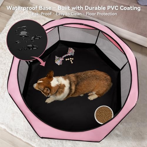 A 4 Pet 50.39-in Dog Playpen, Small Dogs & Puppies, Pink+Grey