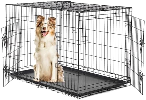 Sweetcrispy Dog Crate 42 Inch, Medium Large Dog Cage, Foldable Pet Kennel