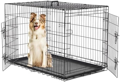 Sweetcrispy Dog Crate 42 Inch, Medium Large Dog Cage, Foldable Pet Kennel