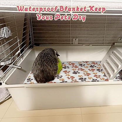 YUEPET 3 Pack Waterproof Guinea Pig Blankets, Fleece Cage Liners, SM