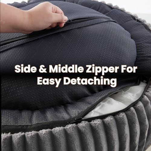 36 inches Calming Donut Dog Bed for Large Dogs,Charcoal