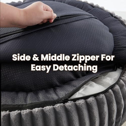 36 inches Calming Donut Dog Bed for Large Dogs,Charcoal