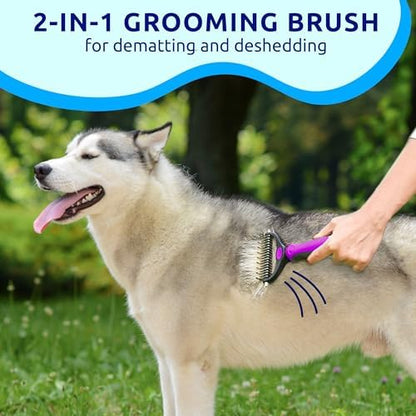 Pat Your Pet Deshedding Brush & Metal Comb Grooming Combo for Cats & Dogs