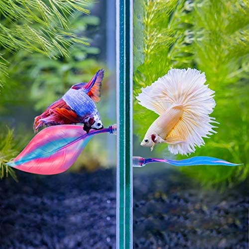 WILLBOND 2 Pcs Blue Pink Silicone Betta Fish Bed Leaf Hammock Betta Fish Tank Accessories Decorations for Aquarium Ornaments, Practical Resting Spot, Comfortable and Safe