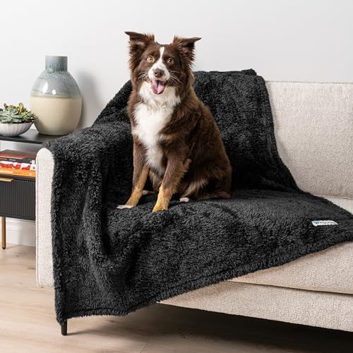 PetAmi Soft Plush Sherpa Dog Blanket for Pet Cat, Medium 29x40, Black