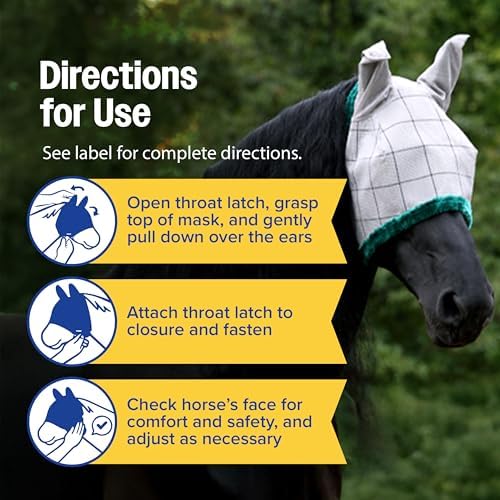 Farnam SuperMask II Horse Fly Mask Basic, Protects Eyes, Large Size