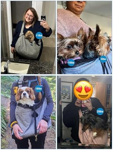 Ownpets XL Dog Sling 15-25lbs, Hands-Free Carrier with Bottom Support Pad