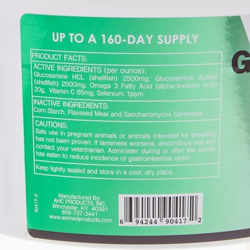 ANIMED Glucosamine 5000 - Natural Joint Health Supplement with Omega 3, Antioxidant Protection, and Digestive Support for Horses, 5 lbs…