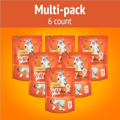 Friskies Purina Made in USA Facilities Cat Treats, Party Mix Original Crunch - 6 oz. Pouch