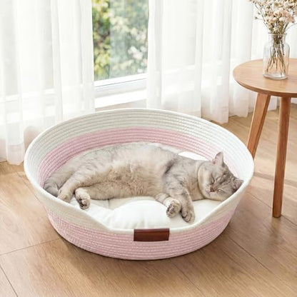YOUDENOVA Cat Bed, Stimulicat Handwoven Cat Basket with Cushion
