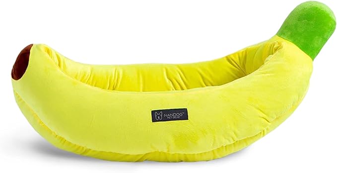 NANDOG Insta Fun Banana Dog & Cat Bed - Ultra Soft Micro Plush with Foam Cushioning - Cozy & Supportive Pet Lounger with Fun Fruit-Inspired Design