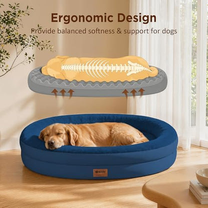 Waterproof Orthopedic Dog Bed for Extra Large Dogs, Navy