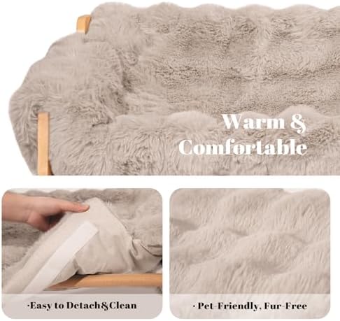 CHEERHOME PETS Elevated Cat Couch Bed Wooden Raised Kitty Sofa Lounge Chair