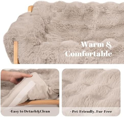 CHEERHOME PETS Elevated Cat Couch Bed Wooden Raised Kitty Sofa Lounge Chair