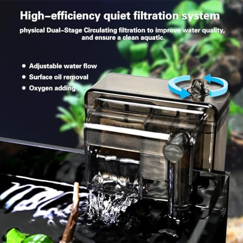 2.8 Gallon Glass Fish Tank,Small Fish Tank with Light and Filter
