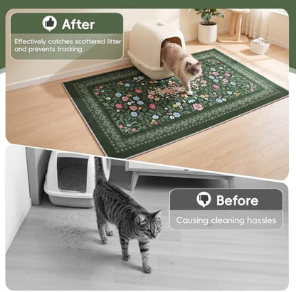 Bienbee Cat Litter Mat, 2 Pack 48" x 36" Machine Washable for Litter Boxes