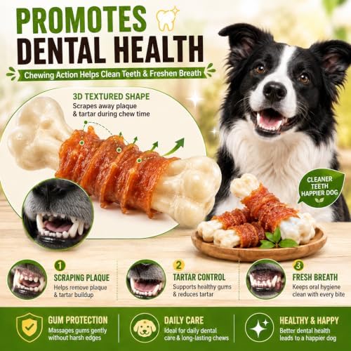 Chicken Wrapped Cheese Bone Dog Treats for All Dogs - 10oz (285g) High Protein Jerky Sticks - Rawhide-Free Calcium Rich Dog Snacks - Healthy Training Rewards & Teeth Cleaning Chews