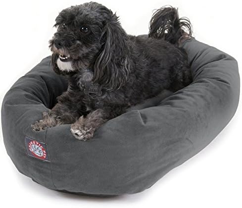 Majestic Pet Suede Calming Dog Bed, 24 Inch Small, Round, Washable, Gray