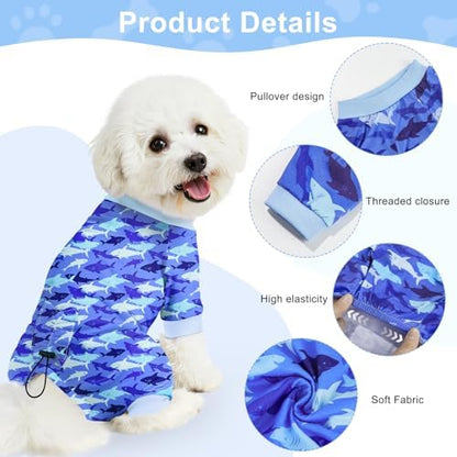 Bienbee Dog Pajamas, 4 Pack Adjustable Onesies for Small to Large Dogs L
